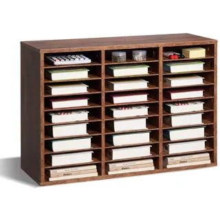 Vevor Literatur-Organizer Dokumentenablage mit 27 Fächern & herausnehmbaren Regalen, Aktensortierer Briefablage aus Holz, Spanplatte, Aufbewahrung für Büro Klassenzimmer Aktensortierer Dunkelbraun