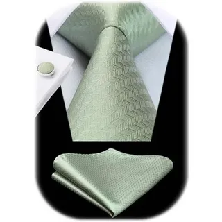 Krawatte Herren Hochzeit Seide Paisley Manschettenknöpfe F2 Salbeigrün