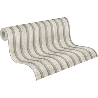 A.S. Création PintWalls Vliestapete mit Wandpaneel-Motiv 0,53 x 10,05 m 391095 Grau/Creme