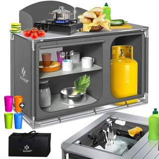 Kesser KESSER® Campingschrank, Campingküche mit Aluminiumgestell, inkl.Tragetasche Kocherschrank für Camping , Campingmöbel , Outdoor