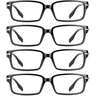LifeArt Lesebrillen, Blaulicht-Blockierbrille, Computer-Lesebrille für Damen und Herren, Brillengestell mit rechteckigem Mode-Design (4 Schwarz, 1.50) - +1.50
