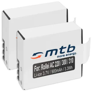 2X Akku für Rollei Actioncam 220, 300, 300+, 300 Plus, 310, 330, 333, 350, 415, 416, 422