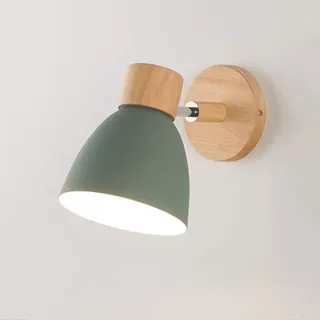Wandlampe Holz Wandleuchte E27 Verstellbare Wandbeleuchtung Leselampe Innenwandleuchte Eisen Wand Strahler Schlafzimmer Wohnzimmer Flur Esszimmer Nacht Beleuchtung,Grün