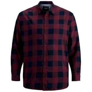 Jack & Jones PlusSize Langarmhemd Jack&Jones Langarmhemd XXL weinrot-navy kariert bunt 4XL