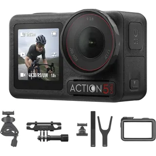 DJI Osmo Action 5 Pro Rennradsport Combo, Action-Cam4K, Videos mit Stabilisierung, 4 Std. verlängerte Akkulaufzeit, magnetischer Schnellverschluss, Fahrradkamera mit Fahrradsattelhalterung und mehr