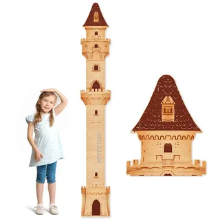 CHARMIBLE Personalisiert Messlatte Kinder Holz für Baby- & Kleinkinderzimmer mit Namen, Abnehmbares Messlineal für Baby-Messlatte für Schlafzimmer, Wanddekoration (Burg)