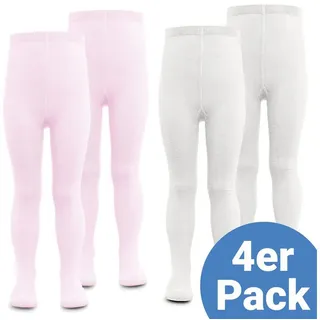 LaLoona Strumpfhose 4er Pack - Rosa Weiß - Gr. 50/56