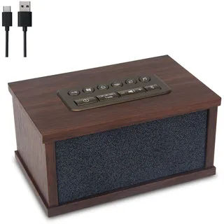 Bluetooth Speaker&Wooden Sleep Player,Wiederaufladbare Bluetooth White Noise Maschine mit Lautstärkeregelung&Timer,Passend für Reisen,Relax Stimmung,Verbesserung der Schlaflosigkeit-Schwarz