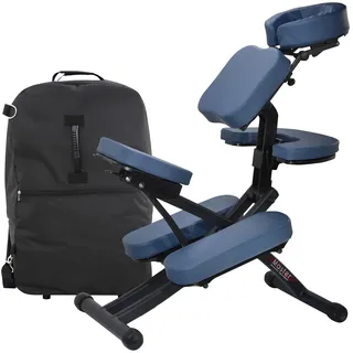 MASTER MASSAGE EQUIPMENT Massage Rio Profi Klappbar Mobil Massagestuhl Behandlungsstuhl aus Aluminium verstellbar leicht mit Transportkoffer 10114A König Blau