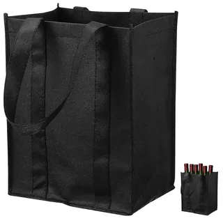 Jidyllic Flaschentasche mit 6 Fächern,Weinflaschen Tragetasche Wiederverwendbare Einkaufstasche Weintragetasche mit Fächern Flaschenträger für Bierflaschen Weinflasche