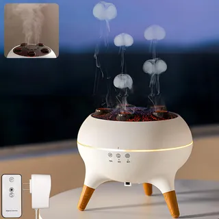 holwim Aroma Diffuser mit LED Kamin, Duftöl Diffusor für Ätherische Öle mit 7-Farben-Licht, Luftbefeuchter mit Fernbedienung, Timer, Wasserlose Abschaltautomatik (Schwarz)