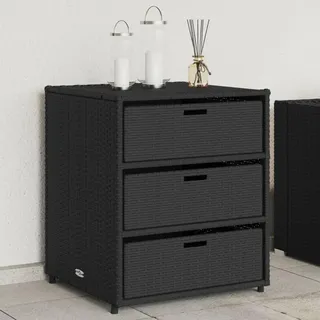 Myheimly Gartenschrank, Geräteschrank mit viel Stauraum, Beistellschrank Schrank mit Türen, Balkonschrank Terrassenschrank, Poly Rattan Gartenschrank Schwarz,55 x 59 x 69 cm
