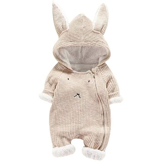 WEXCV Säugling Baby Playsuit Mädchen Jungen Overall Strampler Herbst und Winter Langarm Hasenohren Plüsch mit Kapuze Warm Niedlich Bequem Babysachen 0-24 Monate - 6-12 Monate