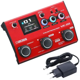 Boss by Roland Boss VE-22 Multi-Effektgerät für Gesang mit Netzteil Digitales Aufnahmegerät (mit Netzteil) rot