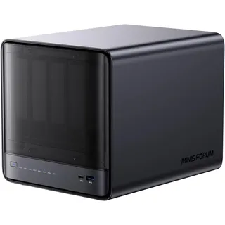 MINIS FORUM N5 Pro 5-Bay Desktop NAS, Ryzen AI 9 HX Pro 370 12C/24T CPU, ECC-Unterstützung, 128GB SSD, 10GbE+5GbE, 3×M.2 NVMe, OCuLink, 4K HDMI/2×USB4, PCIe ×16, MinisCloud OS (ohne HDD)