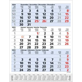 Korsch Verlag 3-Monats-Planer Comfort Blau 2025: 3-Monatskalender groß I Wandplaner / Bürokalender mit Datumsschieber, Vor-und Nachmonat und Jahresübersicht I 30 x 39 cm