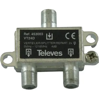 Televes VT24D 2-fach F-Verteiler, für CATV-Signale (453003)