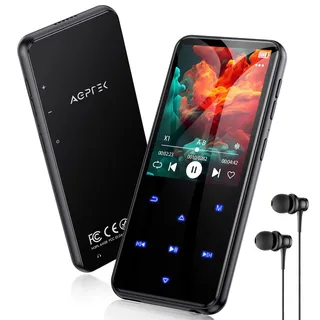 AGPTEK 64GB MP3 Player Bluetooth 5.3 mit 2,4" TFT Farbbildschirm, HiFi Musik Kinder MP3 Player mit Lautsprecher, Touch-Tasten, FM-Radio, E-Book, Aufnahme, Unterstützung bis zu 128 GB, Schwarz