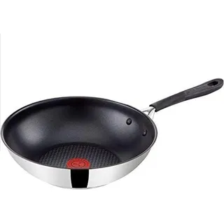 Tefal Jamie Oliver by Home Cook Wokpfanne 28 cm, Antihaftversiegelung, Thermo-Signal, genieteter Griff mit Silikoneinlage, induktionsgeeignet, Edelstahl E3031925