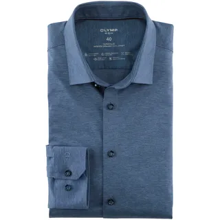 Olymp Businesshemd "No. Six 24/Seven super slim", Herren, Gr. 36, N-Gr, blau (rauchblau), Web, Obermaterial: 92% Baumwolle, 8% Elasthan, sehr schmal, Hemden, in bequemer Jersey-Qualität
