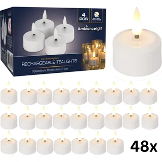 Teelichter LED Box 48 Stück Wiederaufladbar - 4cm - Ladegerät nicht im Lieferumfang enthalten