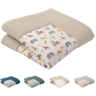 ULLENBOOM ® Baby Krabbeldecke 140x140 cm gepolstert - Sand-Savanne (Made in EU) - XXL Krabbeldecke für Baby mit 100% OEKO TEX Baumwolle, ideal als Babydecke & Spieldecke