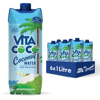Vita Coco Pures Kokoswasser 6x1L, natürlich hydrierend mit Elektrolyten, glutenfrei, voll mit Vitamin C & Potassium