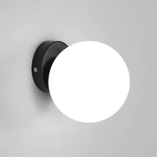 Tealight Wandleuchte Innen, Kugel Wandlampe Schwarz, Moderne Wandleuchten mit Glaskugel Lampenschirm Ø15CM, Wandbeleuchtung E27 für Schlafzimmer, Wohnzimmer, Flur, Nicht Leuchtmittel