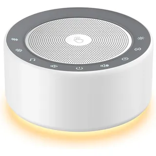 KIPCUSH Weißes Rauschgerät mit 30 High-Fidelity-Soundtracks, Sound-Maschine für Babys, Erwachsene, 7 Farben Nachtlichter, Voll-Touch-Tuch Gitter und Tasten, Timer