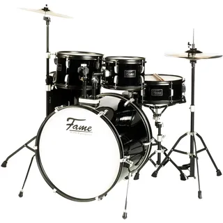 Fame FS22B First Step Rock Set, Piano Black, Komplettes Drum-Set, 22" BassDrum, Mischholz Kessel, Inklusive Hardware & Becken, Ideal für Anfänger und Schlagzeug-Einsteiger"