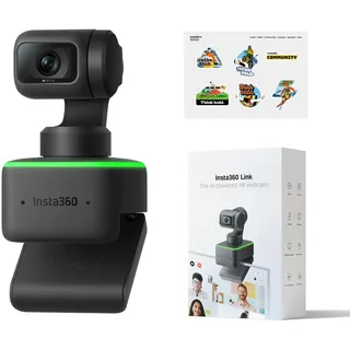 INSTA360 Link 2- Standard Bundle – 4K Webcam AI-Tracking, Gestensteuerung, HDR, Mikrofon mit offiziellem Aufkleber-Set PTZ