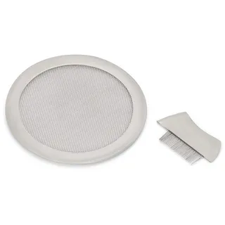 NKlaus Räuchersieb Edelstahl, 6 cm, Räucherzubehör-Plättchen mit Bürstchen | silberfarben