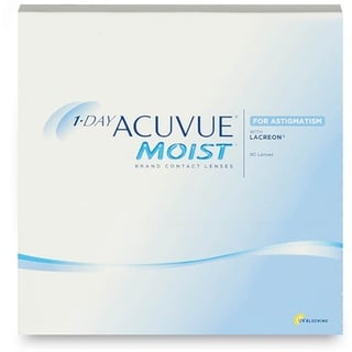 Acuvue Johnson & Johnson 1-Day Acuvue Moist for Astigmatism (90er Packung) Tageslinsen (0 dpt, Zyl. -1,25, Achse 70 ° & BC 8.5) mit UV-Schutz