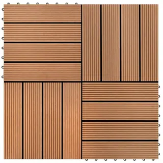 vidaXL 11x WPC Fliese 30x30cm 1m2 Braun Terrassenfliesen Holzfliesen Balkon