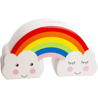 alles-meine.de GmbH große Spardose - Motivwahl - Regenbogen - 19 cm - mit Verschluss - stabile Sparbüchse - aus Keramik/Porzellan - für Kinder & Erwachsene/Sparschwein/Lust..