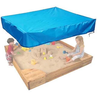 YSUEFIJO Sandkasten Abdeckung Quadrat 180x180cm Abdeckung für Gartenmöbel Wasserdicht, Sandboxen Sandspielzeug Sandkastenabdeckung 210D Oxford Gewebe Wasserdicht mit Aufbewahrungstasche Blau