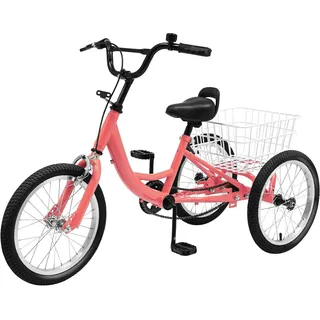 16 Zoll Dreirad für Kinder, Fahrrad mit 3 Rädern aus hochwertigem Stahl und Korb Single-Speed-Dreirad, 3-Rad Cruiser mit Korb, 3 Räder Kinderfahrräder Für Jungen/Mädchen (Hellorange, 16 zoll)