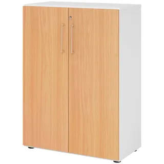 bümö smart Aktenschrank 80 x 110 x 42 cm Weiß/Buche