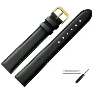 MARBURGER Uhrenarmband 10mm Leder XL Extra Lang schwarz