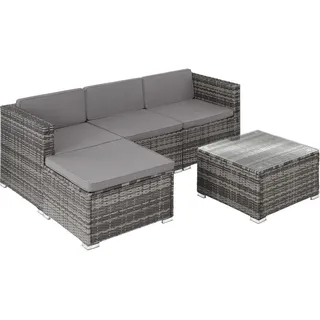Tectake Lignano Rattan Lounge 5-tlg. Grau