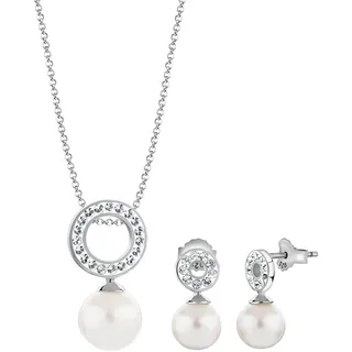 Nenalina Nenalina Schmuckset Kreis Kristallen Perlen Edel 925 Silber Schmuck-Set Damen