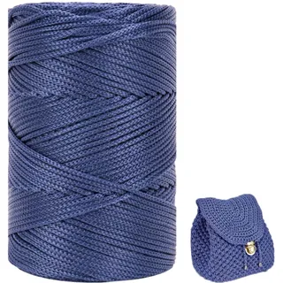 Polyester Garn 3mm X 225m,Makramee Garn 3mm,Makramee Band,Polypropylene Yarn,Geflochten Makramee Schnur Farbig,garn Zum Häkeln Für Stricken,Dekoration DIY Handwerk (Navy blau)
