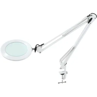 Beyamz Lupenleuchte Lupenlampe / 105 mm 5-Dioptrien-Echtglas / 3 Farbmodi / 10-stufig Dimmbar / 750 LM Leuchten mit 72 LEDs / 90cm Arbeitsradius / USB-Anschluss (Weiß)