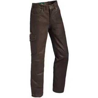 La Chasse Lederhose aus Büffelleder mit Beintasche für Herren strapazierfähig Trachtenhose Büffellederhose Jagdlederhose Herrenhose mit ausknöpfbarem Innenfutter (60, Braun) - 60