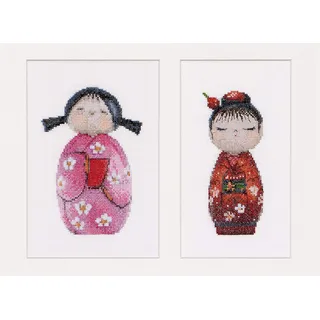 Thea Gouverneur - Kreuzstich-Set - Kokeshi-Pupen - Aida - 18 Count - Für Erwachsene - 547A