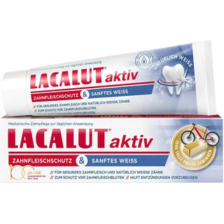 LACALUT AKTIV ZAHNFLEISCHSCHUTZ & SANFTES Weiß ZAHNCREME, 75ml Zahnpasta, sofort spürbare Straffung und Festigung des Zahnfleischs, Zahncreme für natürlich weiße Zähne, 1 x 75ml
