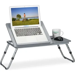 Relaxdays Laptoptisch höhenverstellbar Grau