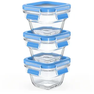 Emsa Clip & Close Frischhaltedose blau 10,6 x 6,9 cm 0,18 l 3-teiliges Set