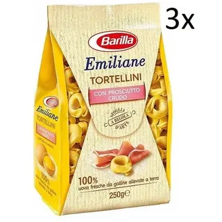 3x Barilla Emiliane Tortellini all'uovo mit rohem Schinken Nudeln mit ei 250g