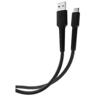Vivanco Stecker Rundkabel USB C auf USB A bis 60 W 0,5 m (Schwarz)